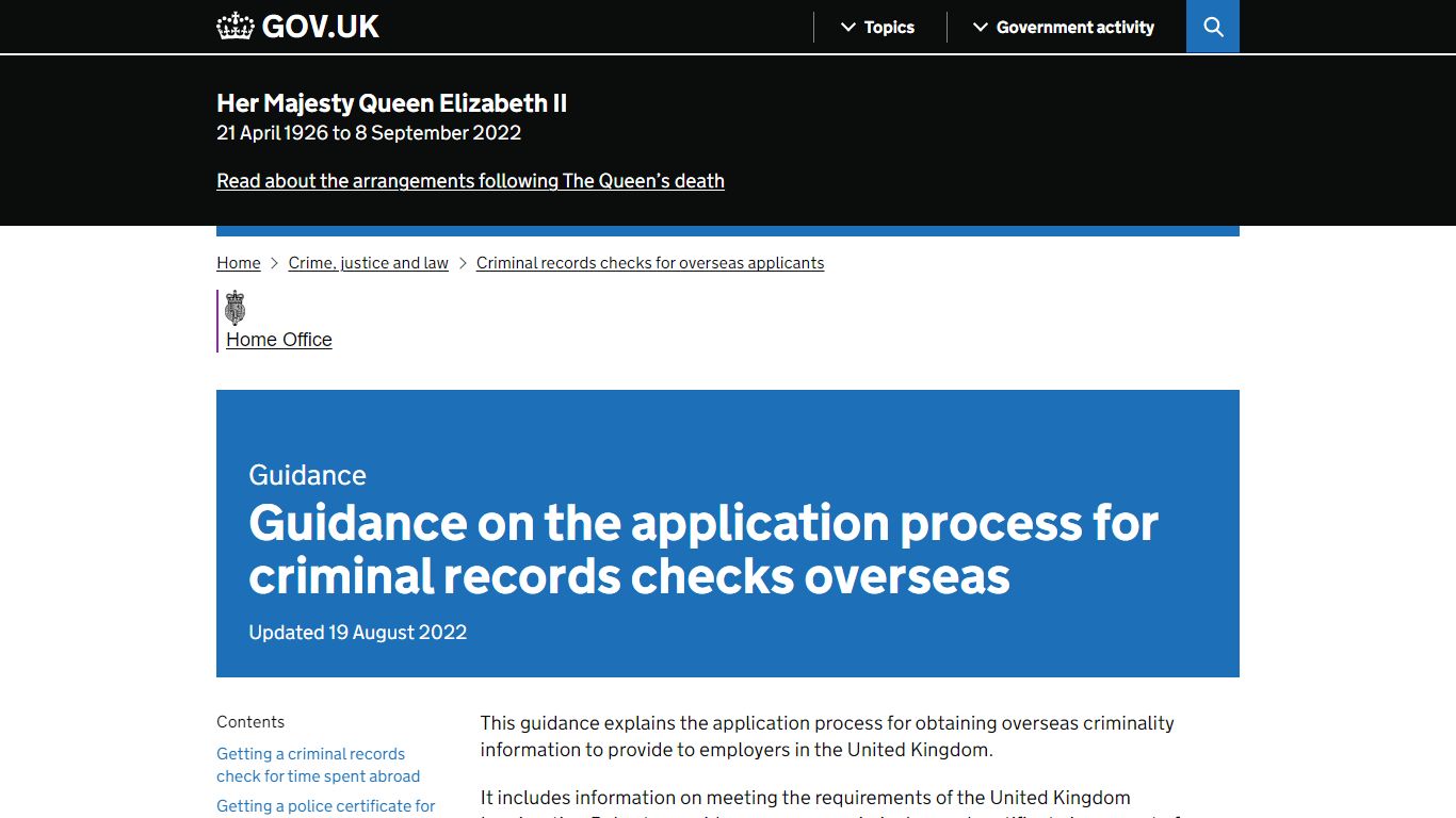 Guidance on the application process for criminal records checks ...