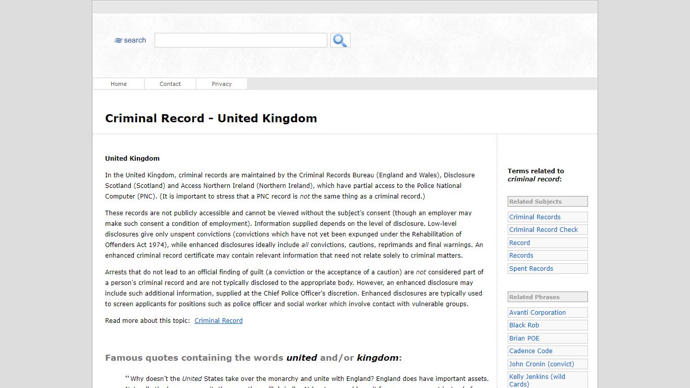 Criminal Record - United Kingdom